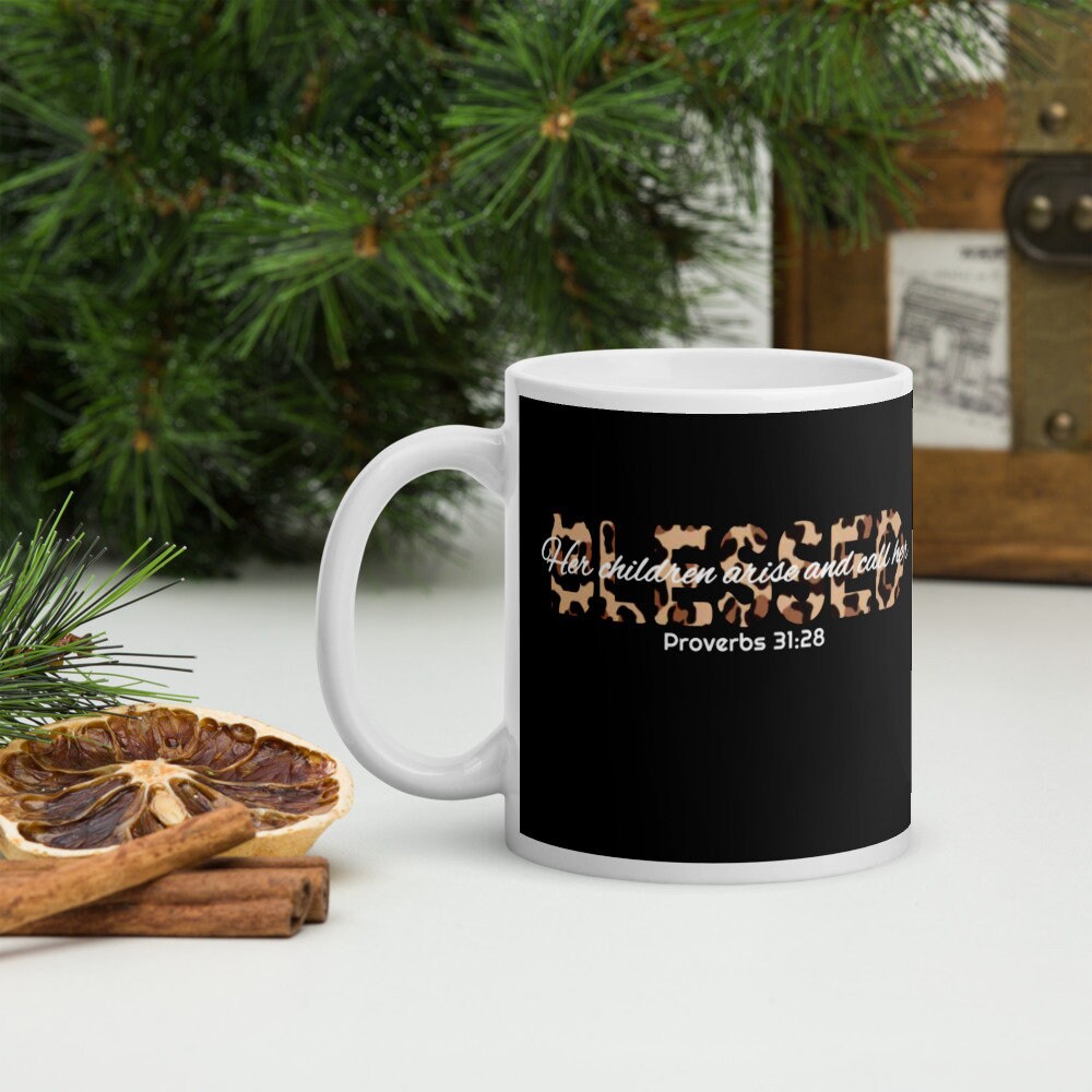 Her Children Call Her Blessed mug, Mothers Day gift, Christian, Mom Life, Bible Mom mug, Cheetah print, Leopard print mug, Gift for women