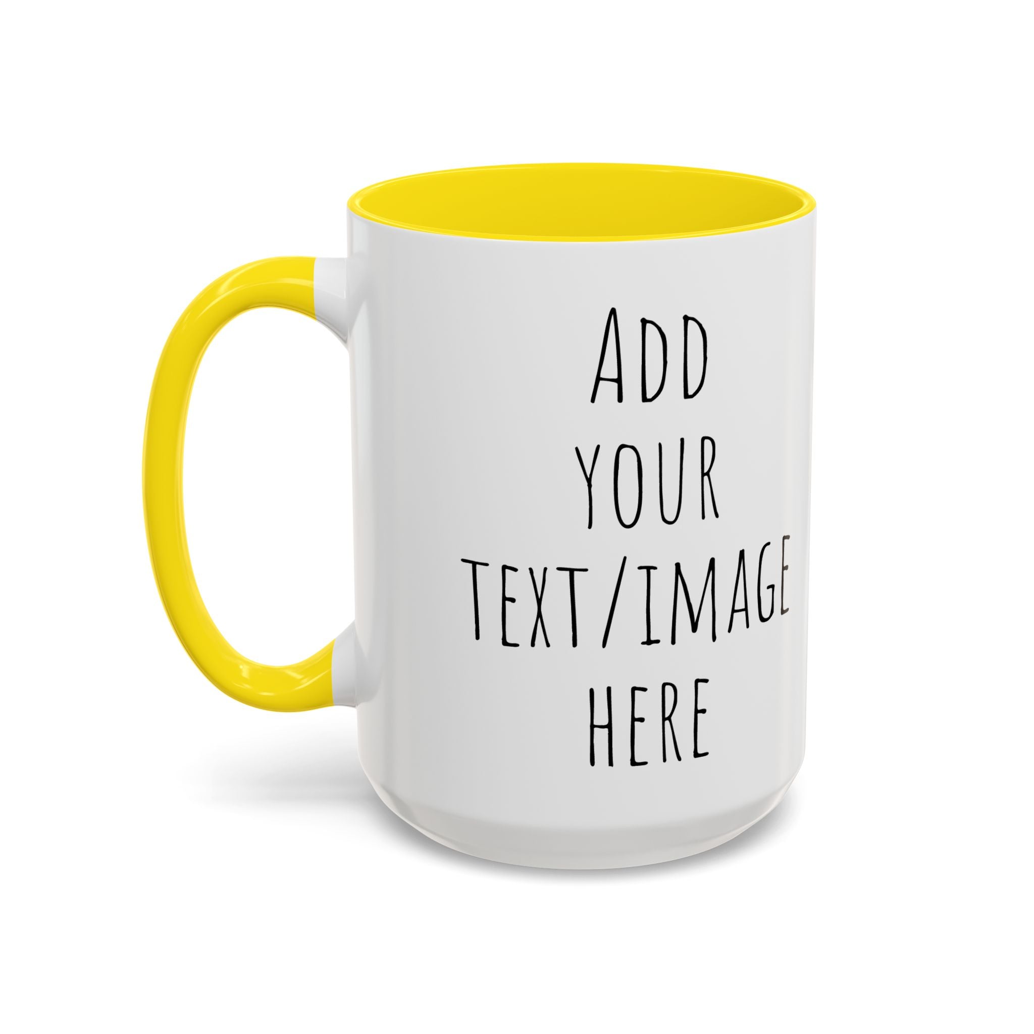 Personalize This Custom Text Photo Accent Coffee Mug | 11oz 15oz, Black Handle & Interior