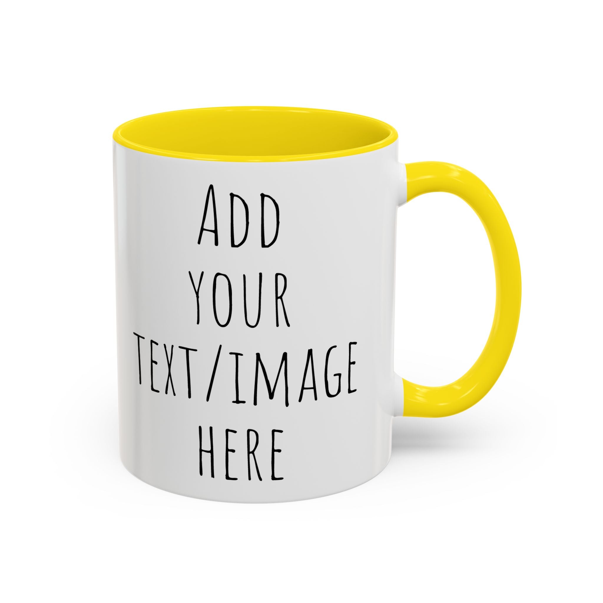 Personalize This Custom Text Photo Accent Coffee Mug | 11oz 15oz, Black Handle & Interior