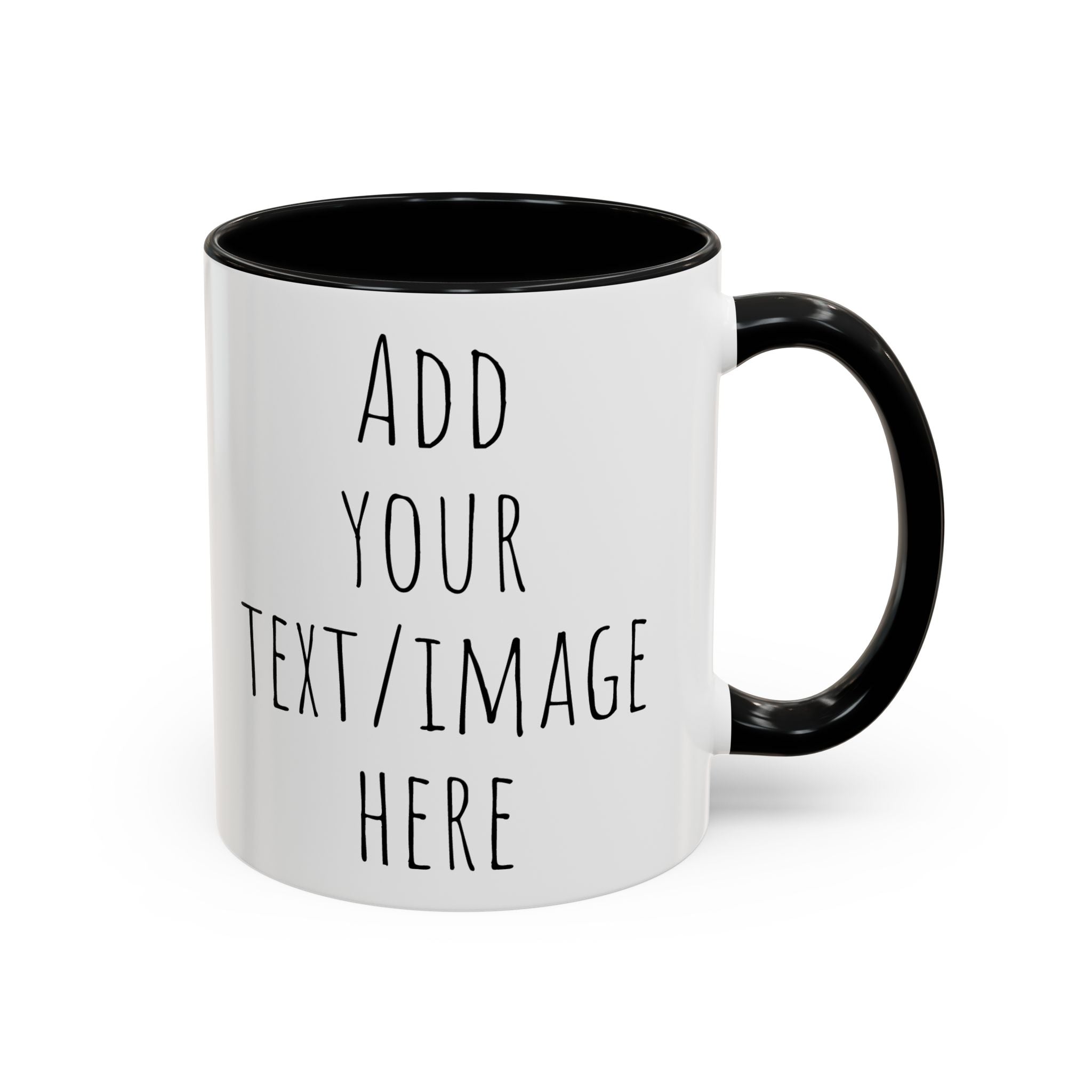 Personalize This Custom Text Photo Accent Coffee Mug | 11oz 15oz, Black Handle & Interior