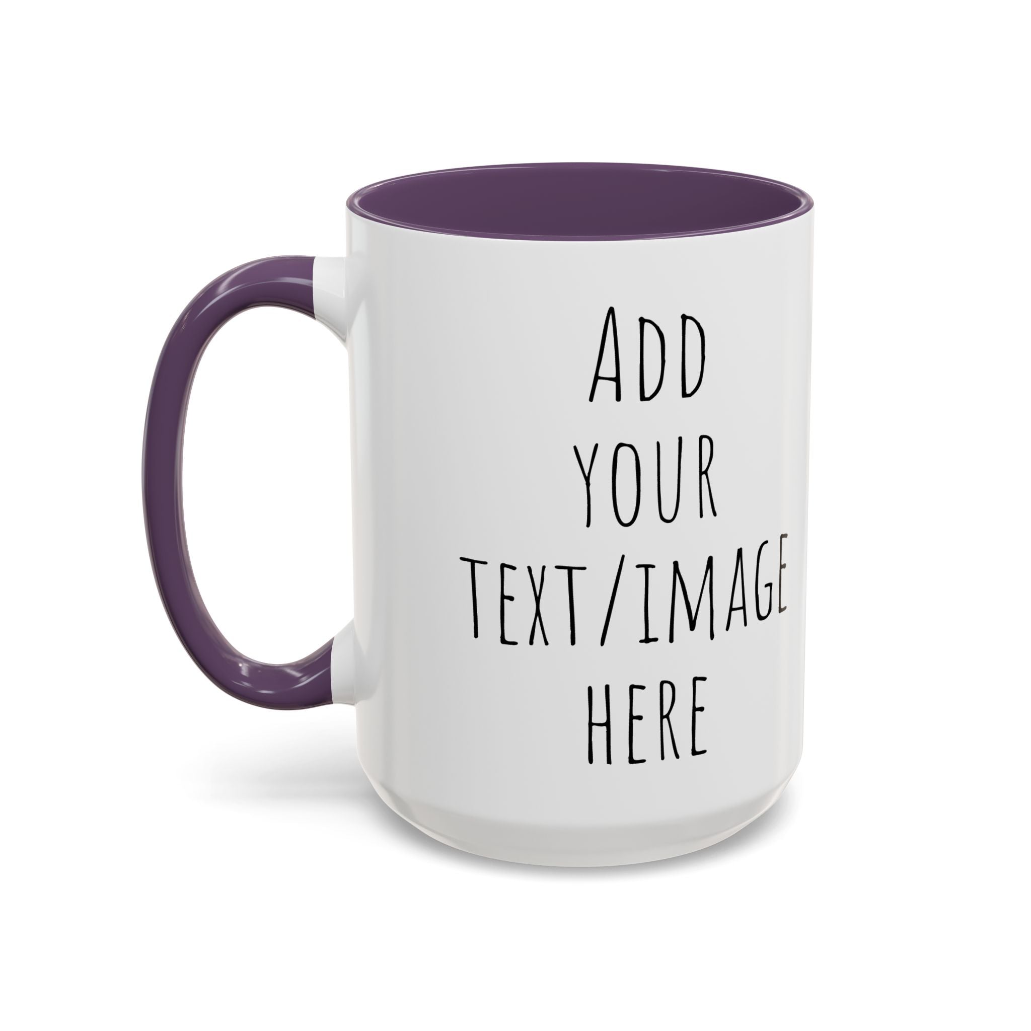 Personalize This Custom Text Photo Accent Coffee Mug | 11oz 15oz, Black Handle & Interior