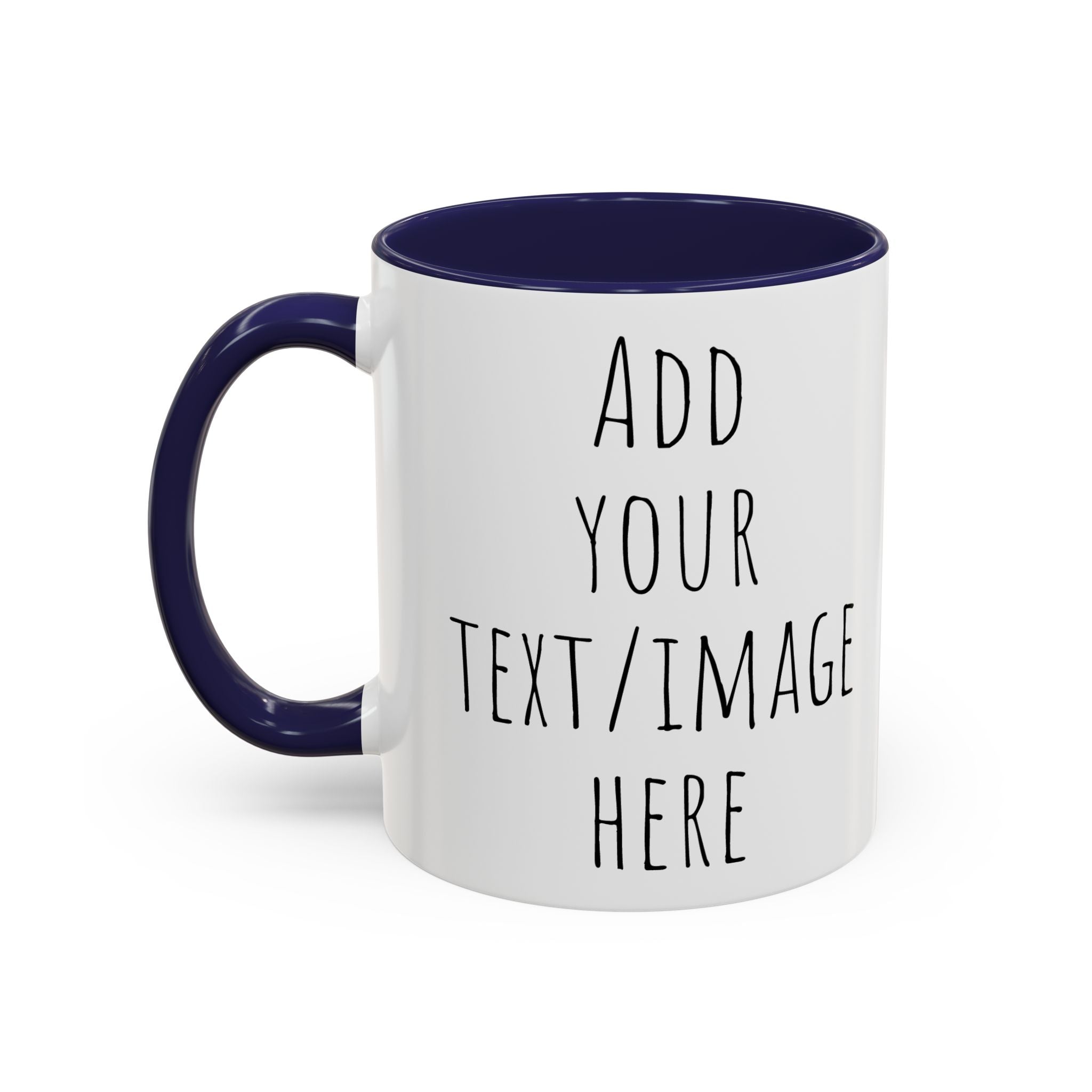 Personalize This Custom Text Photo Accent Coffee Mug | 11oz 15oz, Black Handle & Interior