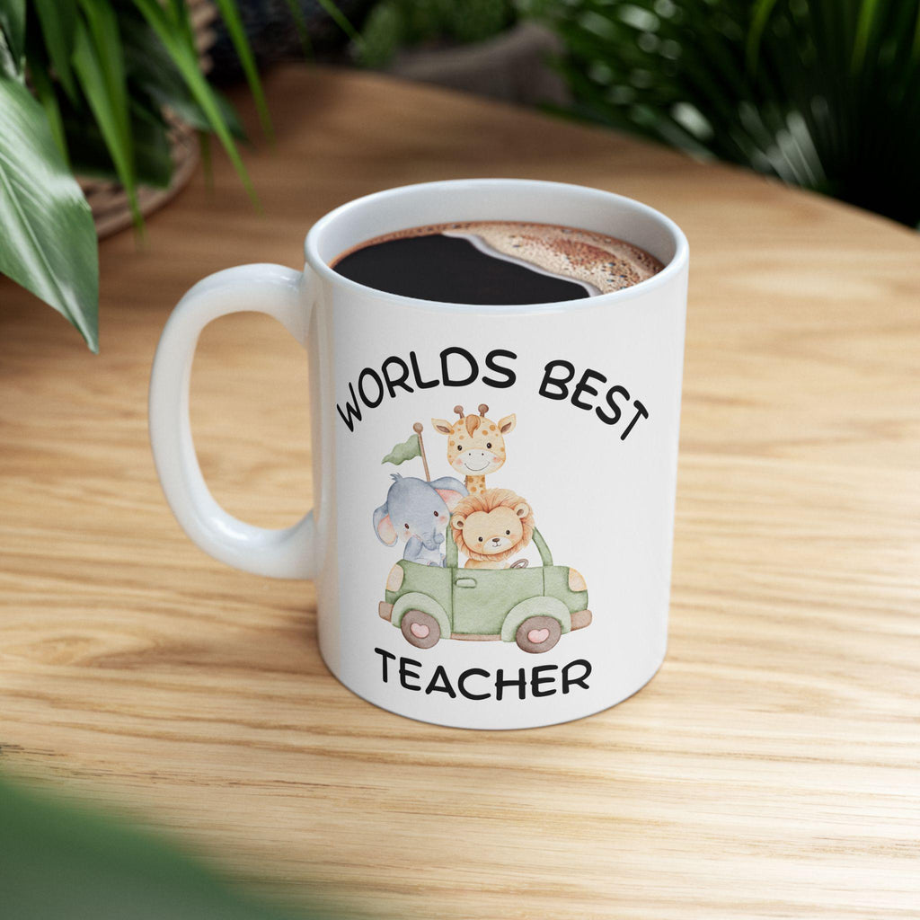 Teacher Mug | Animal Safari Illustration, Ceramic Coffee Cup