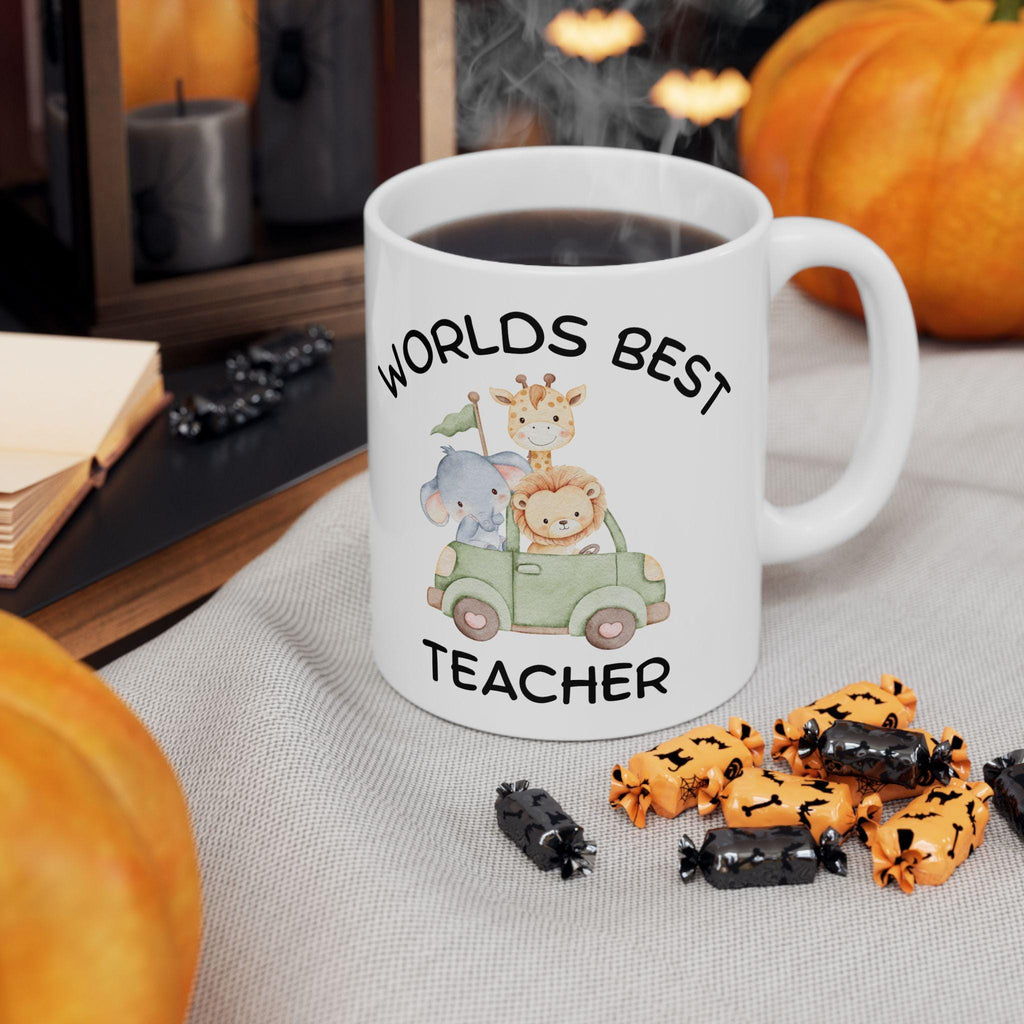 Teacher Mug | Animal Safari Illustration, Ceramic Coffee Cup