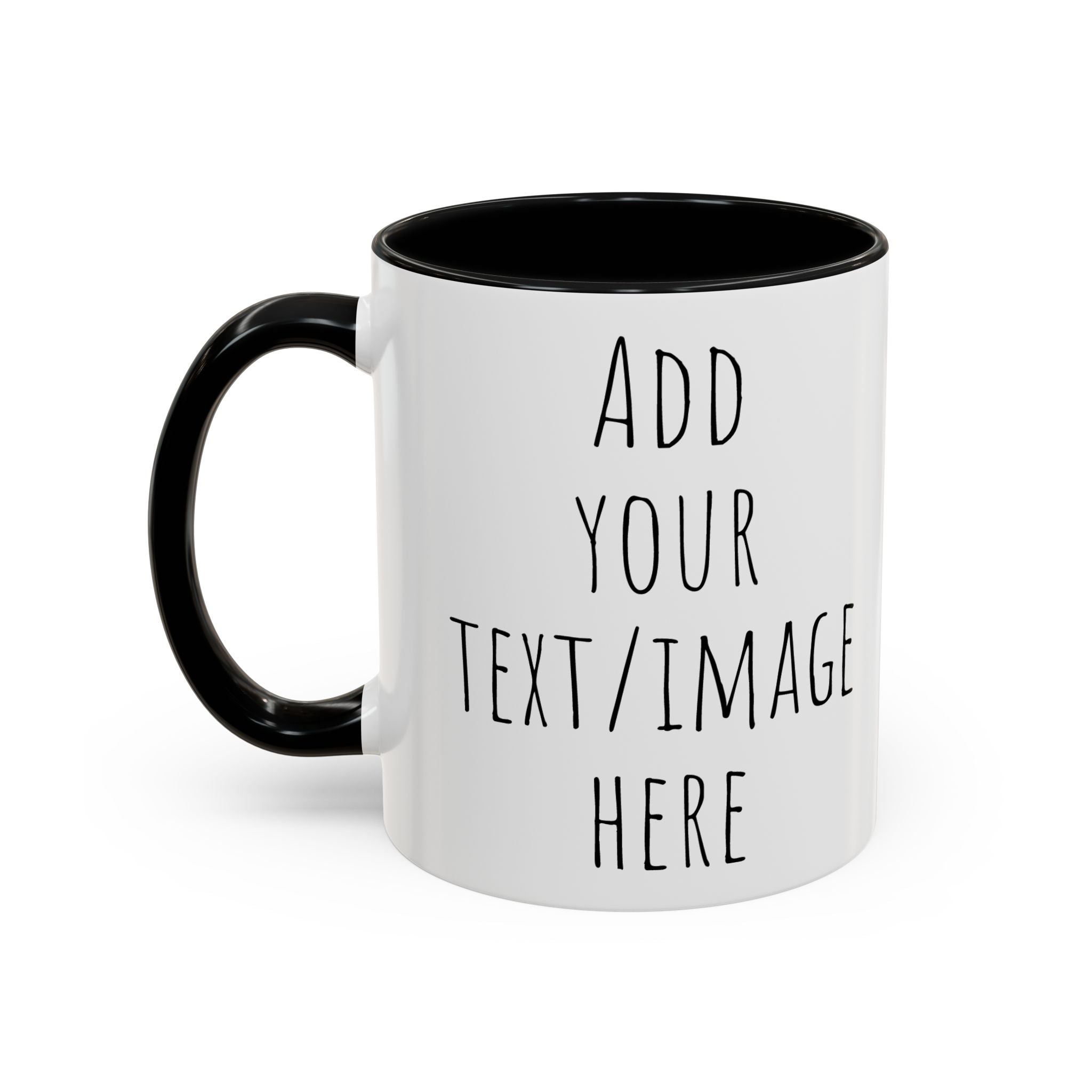 Personalize This Custom Text Photo Accent Coffee Mug | 11oz 15oz, Black Handle & Interior