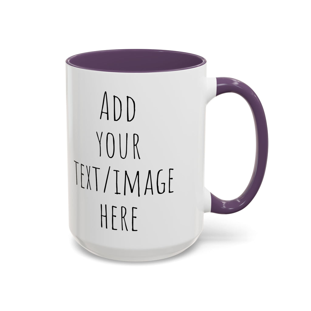 Personalize This Custom Text Photo Accent Coffee Mug | 11oz 15oz, Black Handle & Interior