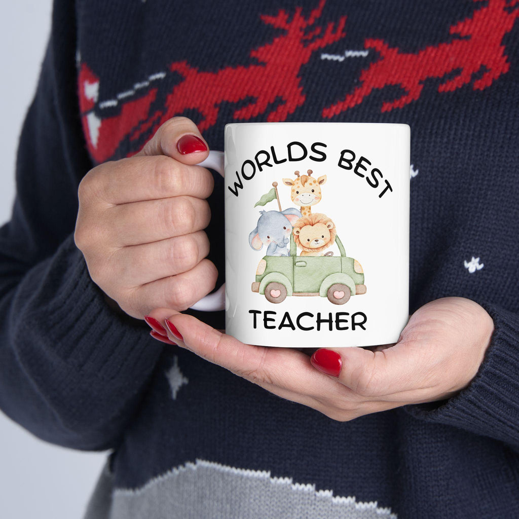 Teacher Mug | Animal Safari Illustration, Ceramic Coffee Cup