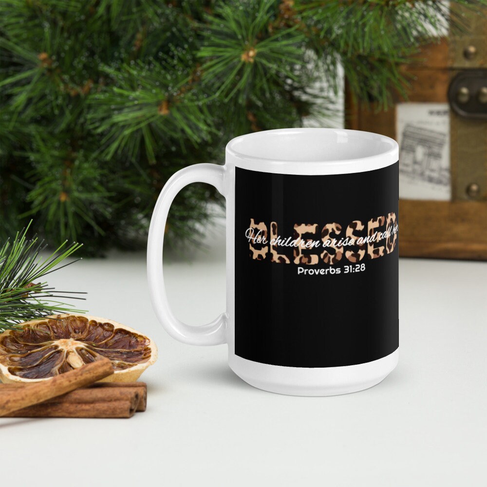 Her Children Call Her Blessed mug, Mothers Day gift, Christian, Mom Life, Bible Mom mug, Cheetah print, Leopard print mug, Gift for women
