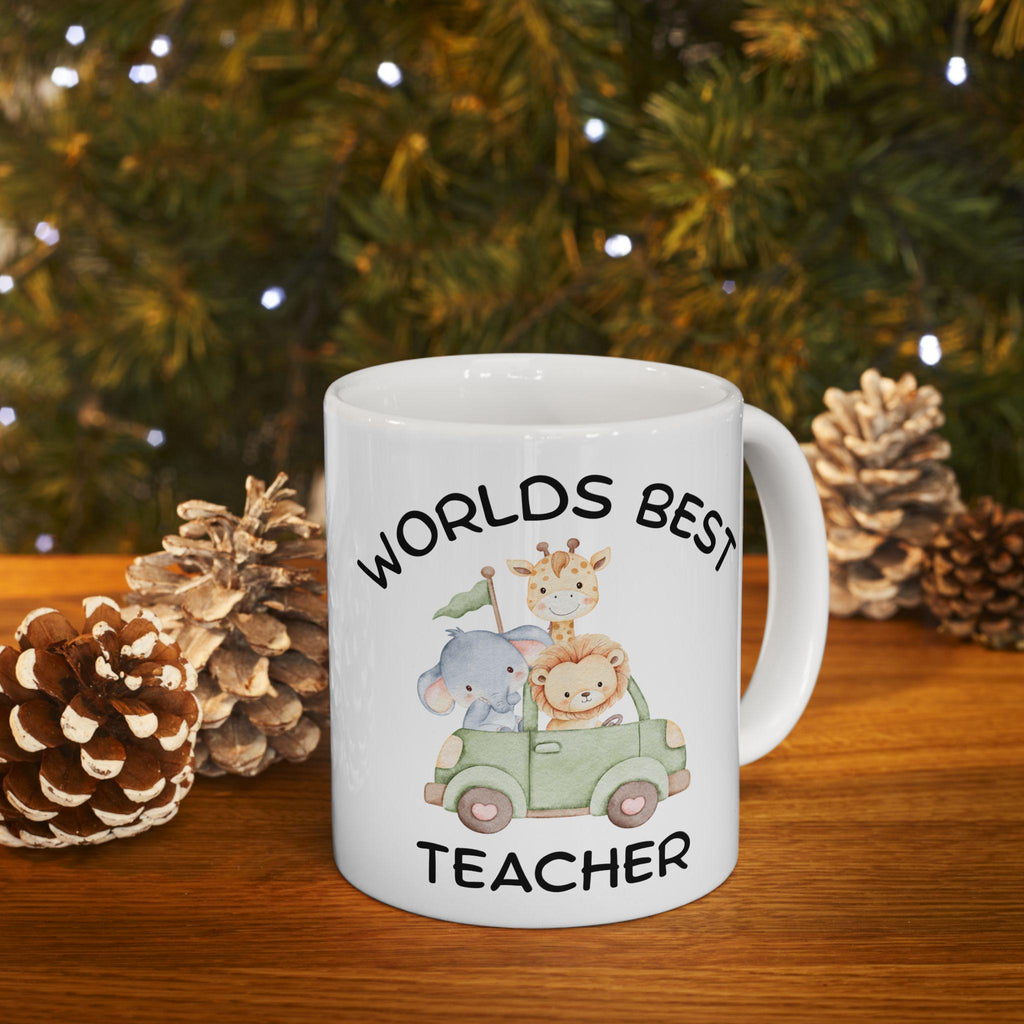 Teacher Mug | Animal Safari Illustration, Ceramic Coffee Cup
