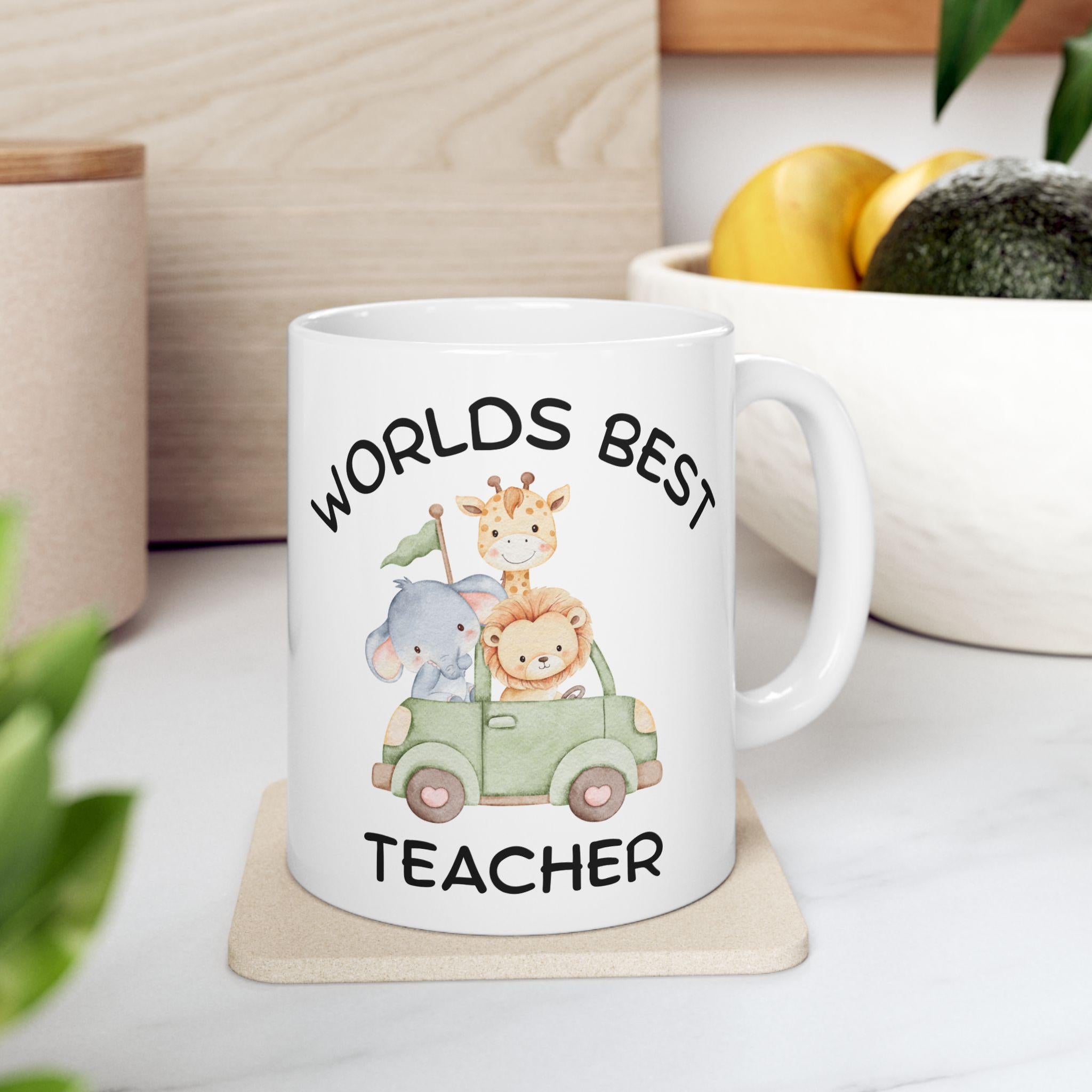 Teacher Mug | Animal Safari Illustration, Ceramic Coffee Cup